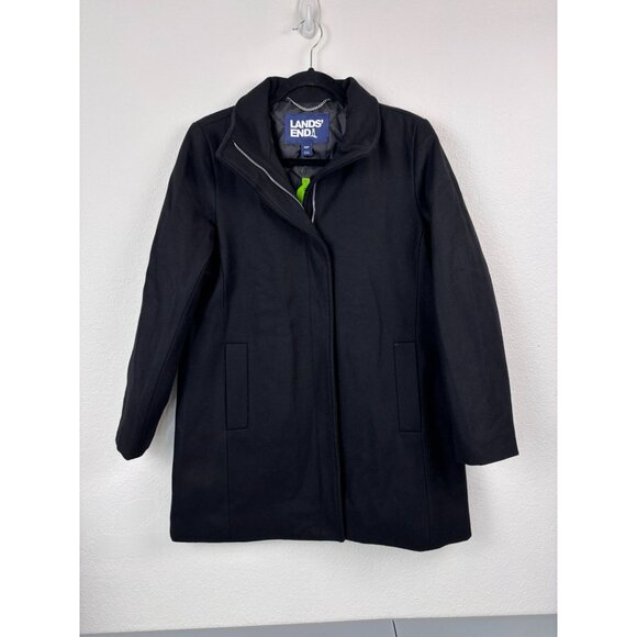 Lands' End women's 10P black wool blend long insulated winter coat NWT - Picture 1 of 7